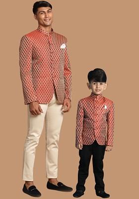 Maroon Solid Poly Blend Blazers For Men