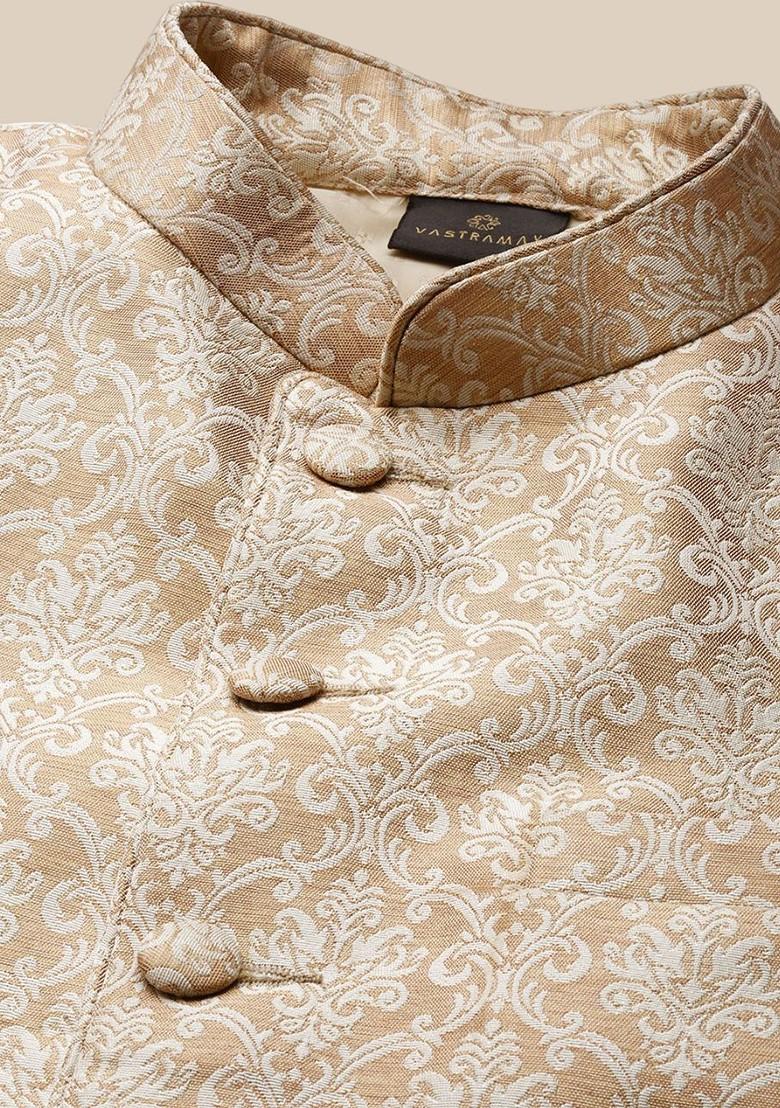 Gold Embroidered Jacquard Blazers For Men