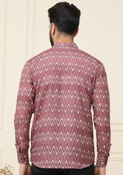 Brown Ethnic Motifs Cotton Kurta For Men