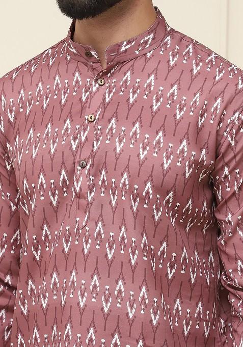 Brown Ethnic Motifs Cotton Kurta For Men