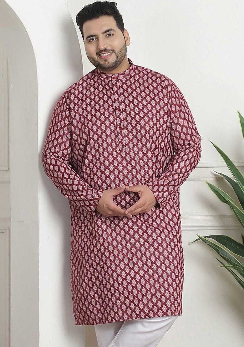 Maroon Ethnic Motifs Poly Blend Kurta For Men