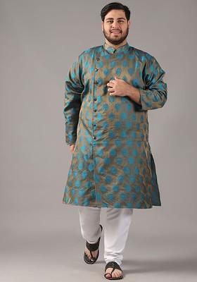 Brown Ethnic Motifs Silk Kurta For Men
