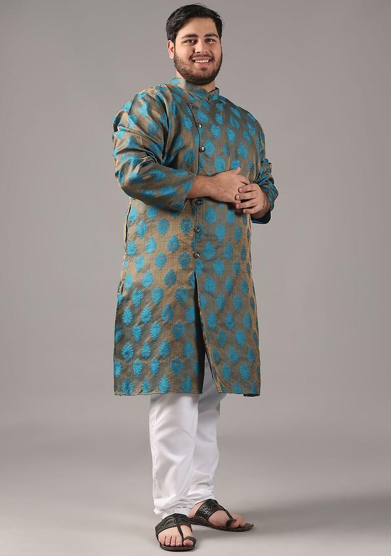 Brown Ethnic Motifs Silk Kurta For Men