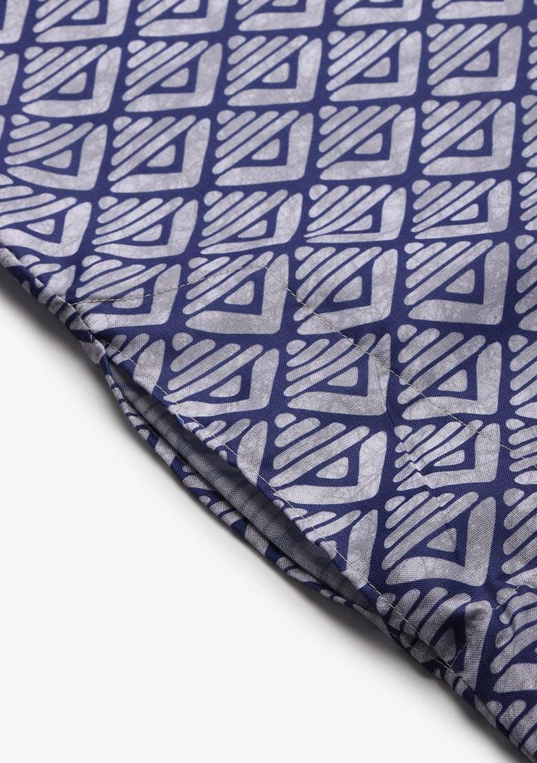 Off White Printed Cotton Kurta For Men