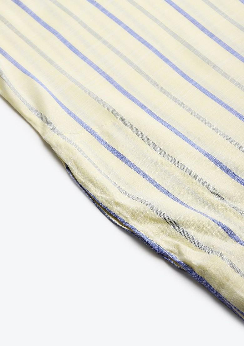 Yellow Striped Cotton Kurta For Men