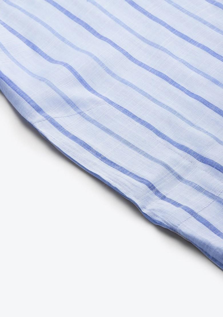 Blue Striped Cotton Kurta For Men