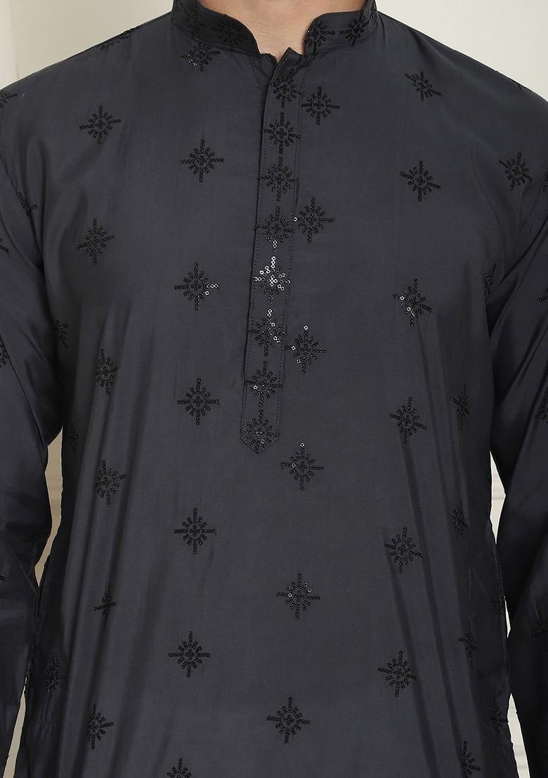 Green Floral Print Cotton Kurta For Men