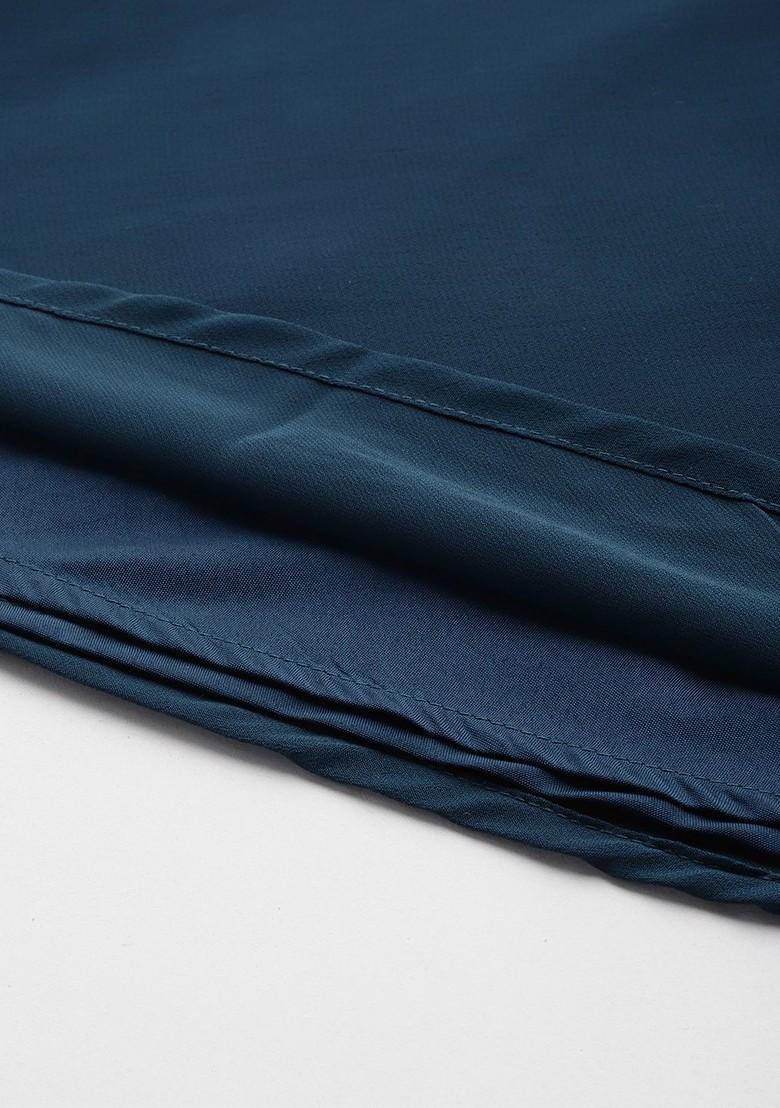 Navy Blue Embroidered Poly Blend Kurta For Men