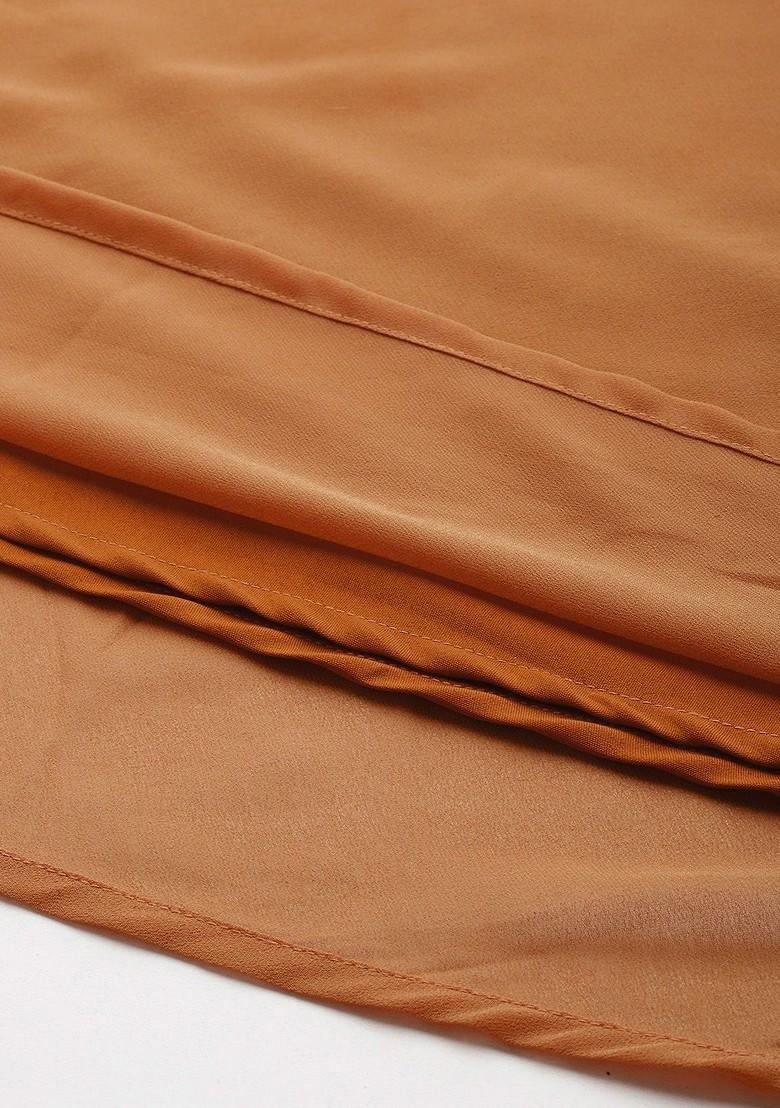 Orange Embroidered Poly Blend Kurta For Men