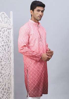 Coral Printed Poly Blend Kurta For Men