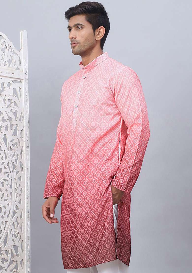 Coral Printed Poly Blend Kurta For Men - Indya