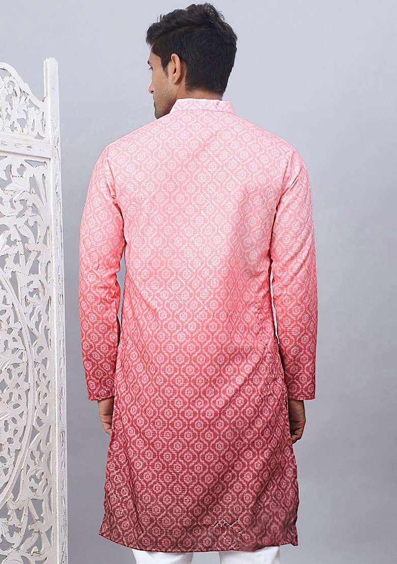 Coral Printed Poly Blend Kurta For Men - Indya
