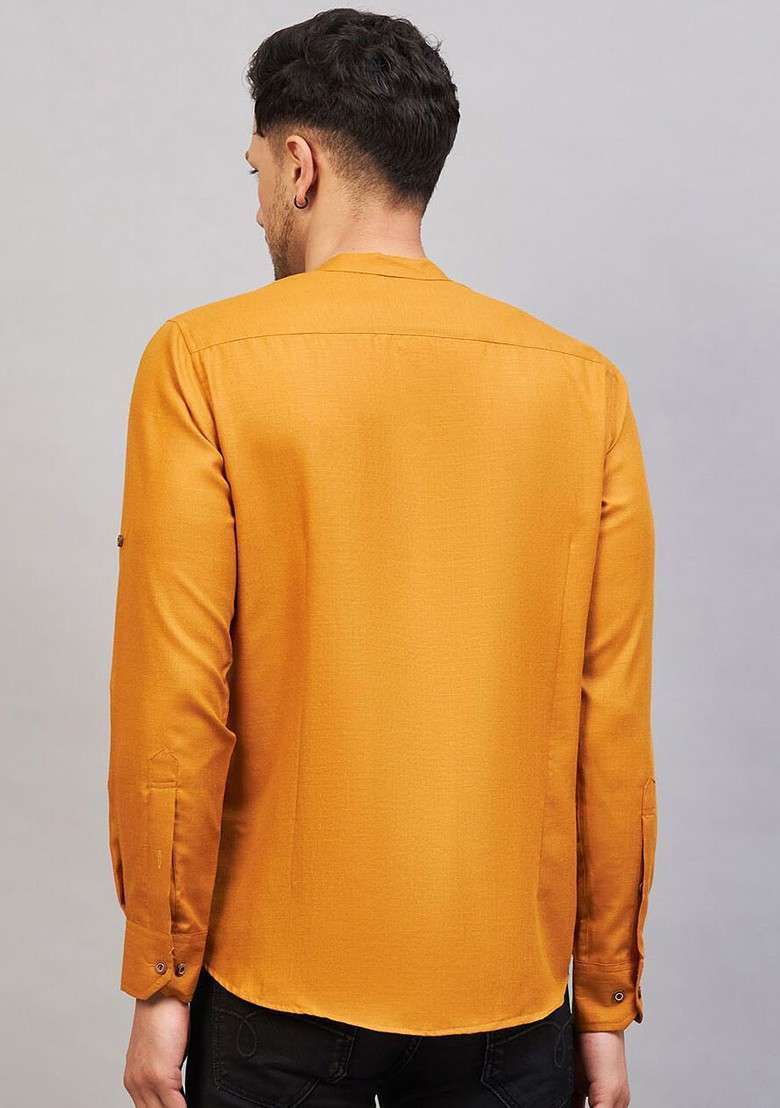 Rust Solid Cotton Kurta For Men - Indya