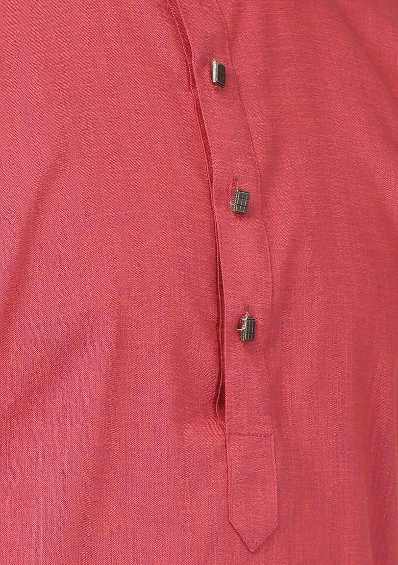 Maroon Solid Poly Blend Kurta For Men