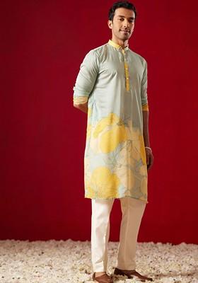 Multi Printed Poly Blend Kurta For Men