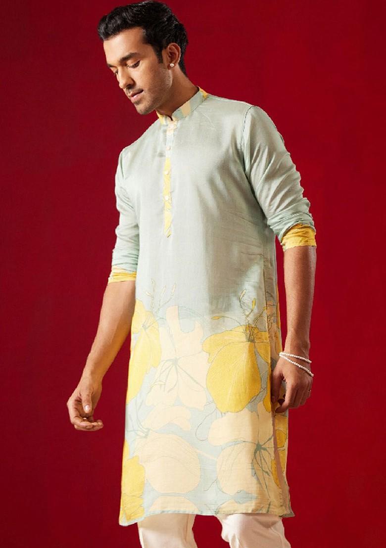 Multi Printed Poly Blend Kurta For Men