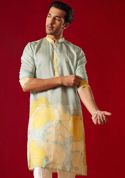 Multi Printed Poly Blend Kurta For Men