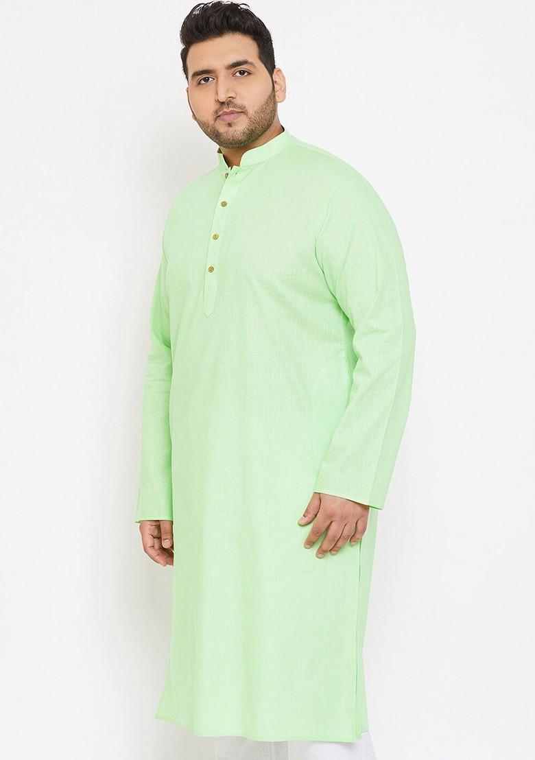 Green Solid Poly Blend Kurta For Men