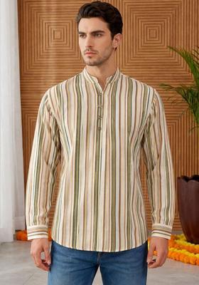 Multi Striped Cotton Kurta For Men