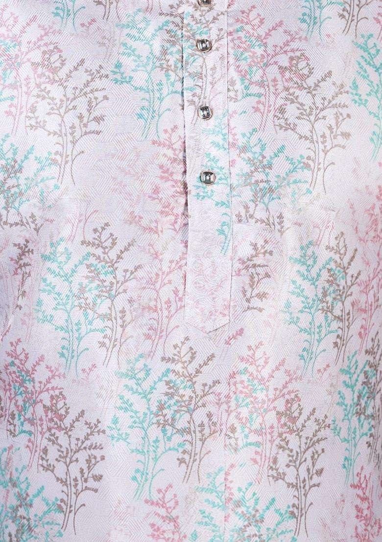 Multi Printed Jacquard Kurta For Men - Indya