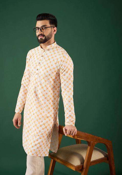 Multi Woven Design Silk Blend Kurta For Men