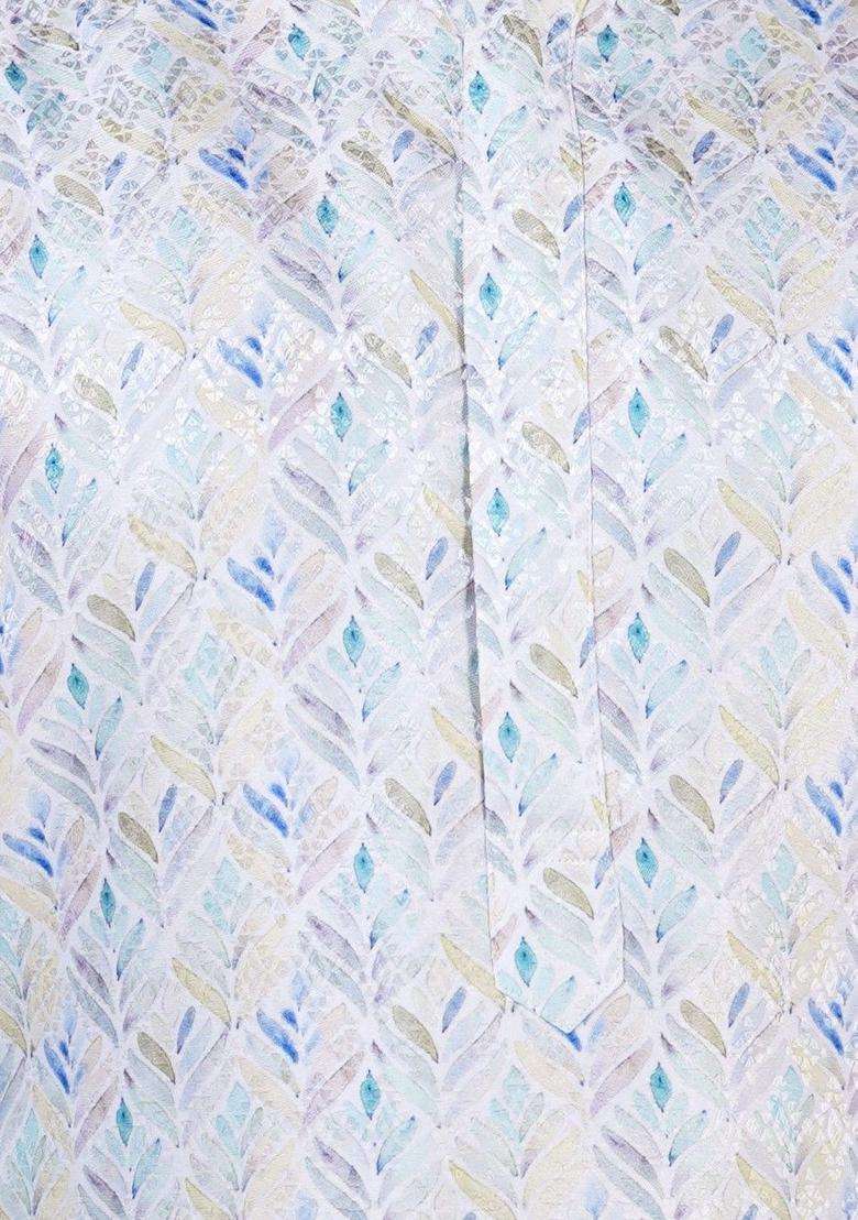 Multi Embroidered Jacquard Kurta For Men - Indya