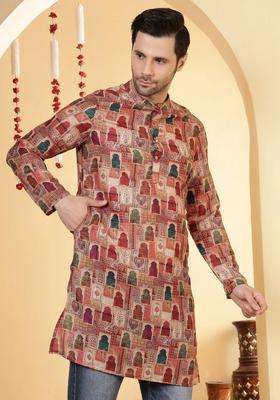 Multi Printed Viscose Kurta For Men