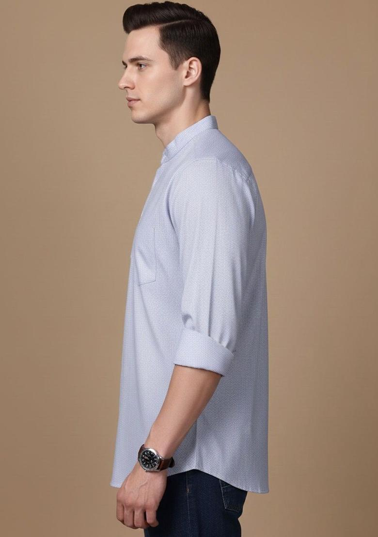 Blue Checked Cotton Kurta For Men - Indya