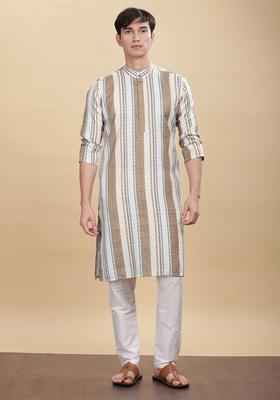 Multi Striped Cotton Kurta For Men