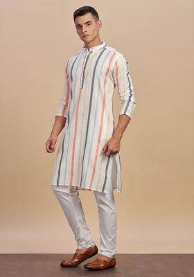Multi Striped Cotton Kurta For Men