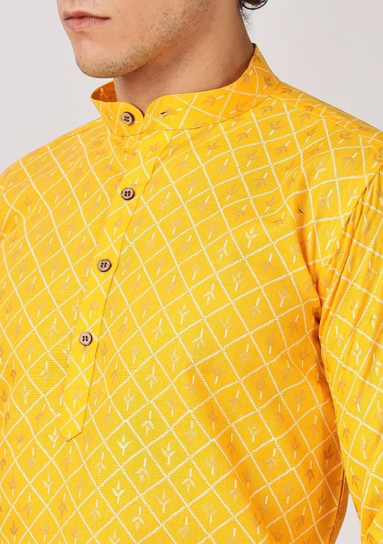 Red Printed Cotton Kurta For Men - Indya