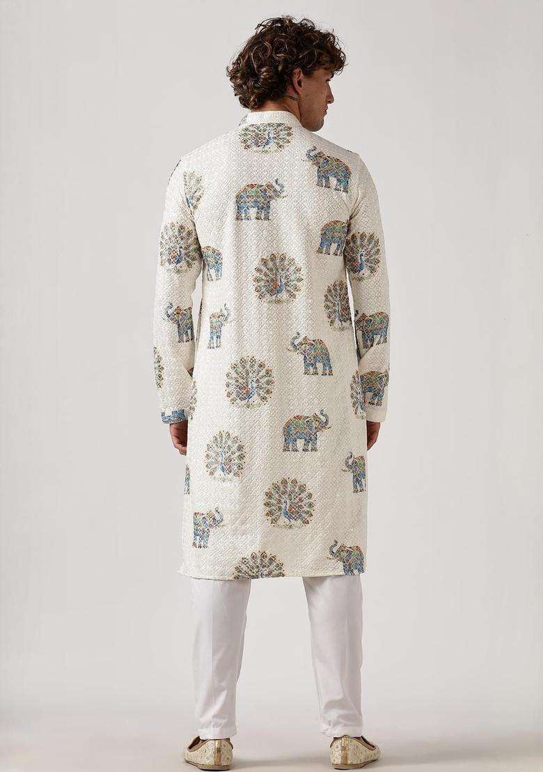 Multi Cotton Kurta For Men - Indya