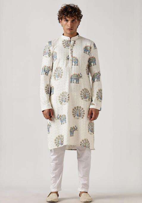 Multi Cotton Kurta For Men