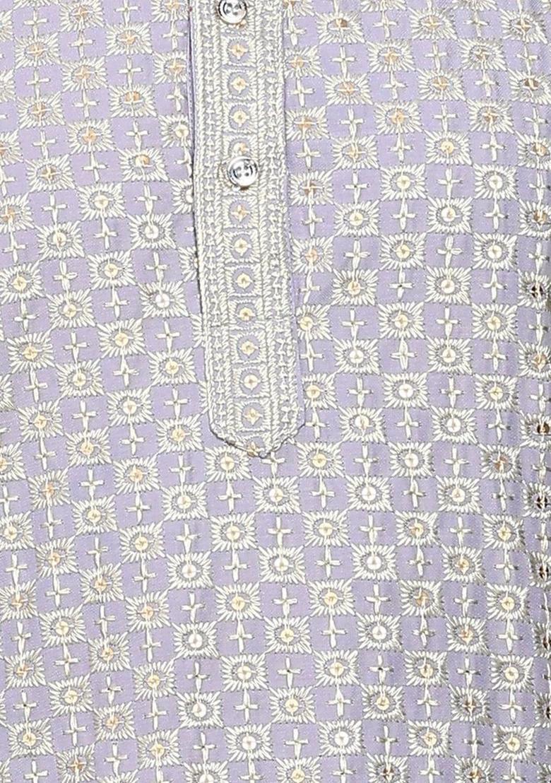 Grey Printed Viscose Kurta For Men - Indya