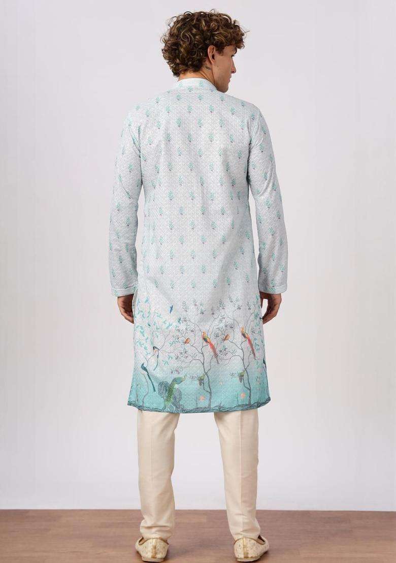 Multi Cotton Kurta For Men - Indya
