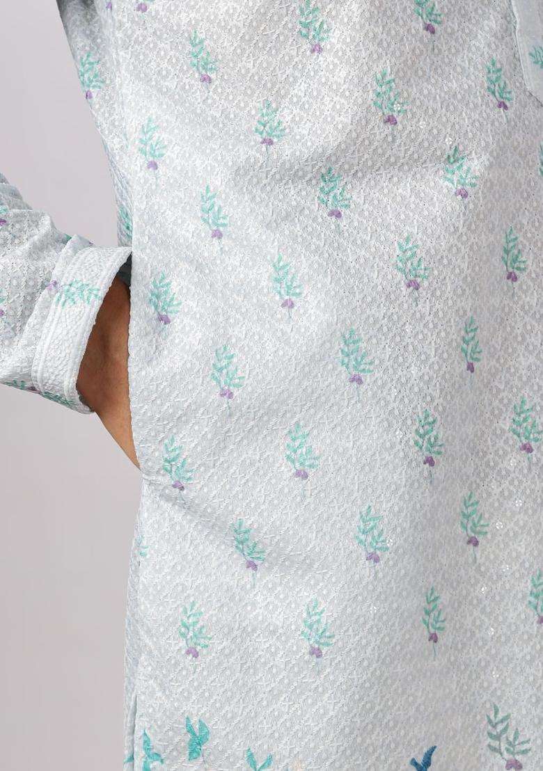 Multi Cotton Kurta For Men - Indya