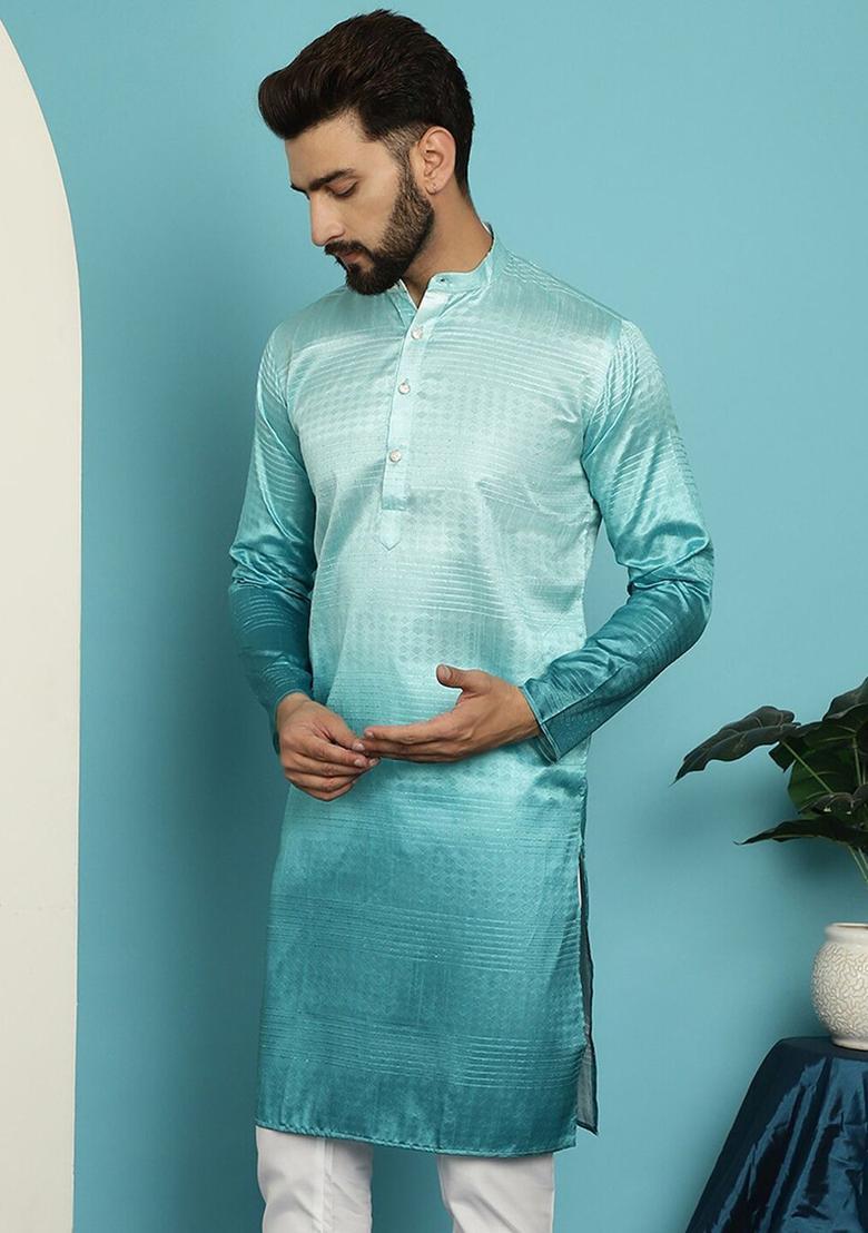Green Dyed Cotton Kurta For Men - Indya