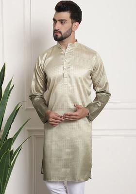 Gold Woven Design Cotton Kurta For Men