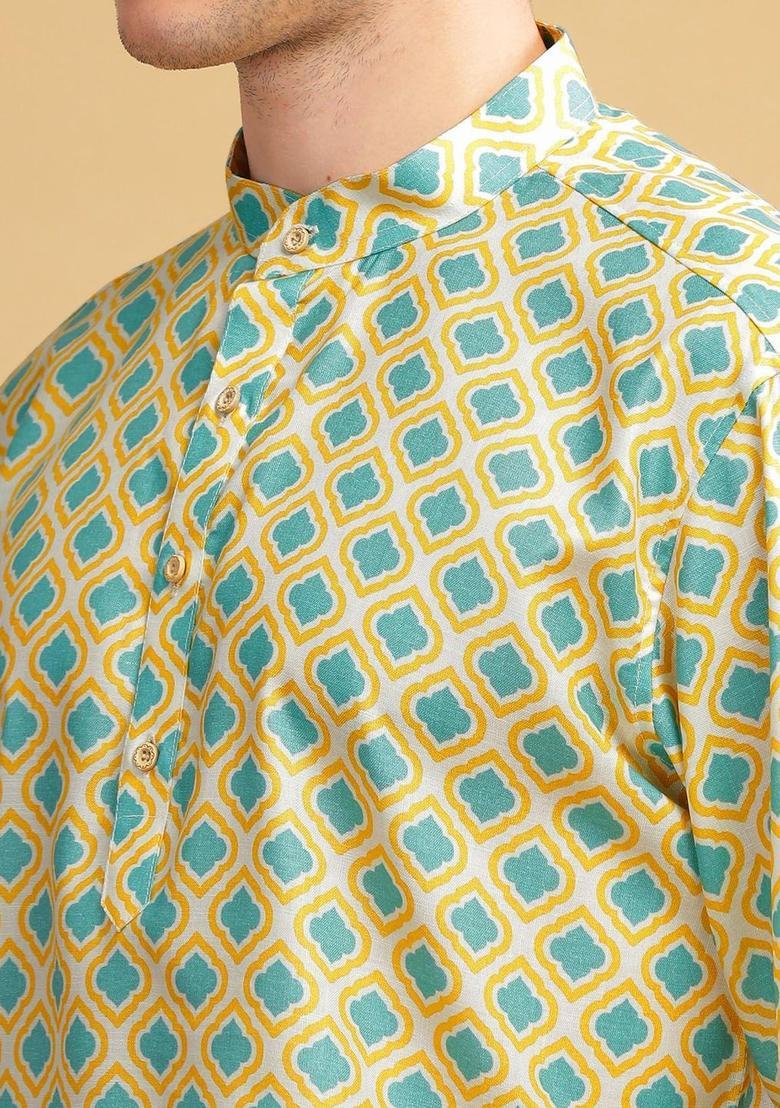 Yellow Yoke Design Cotton Kurta For Men - Indya