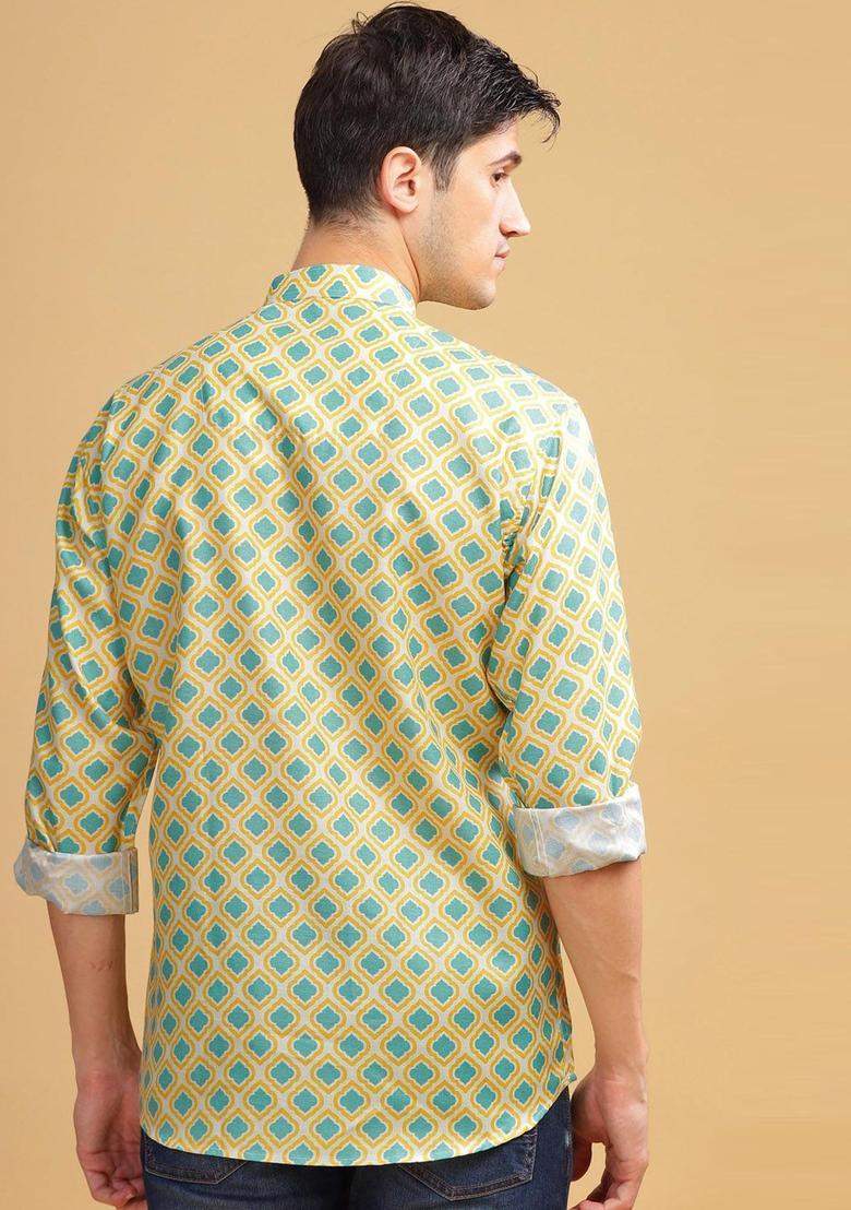 Yellow Yoke Design Cotton Kurta For Men - Indya