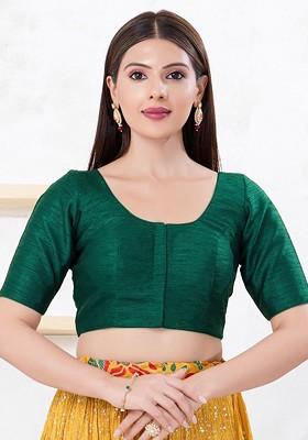 Dupion Silk Round Neck Padded Saree Blouse