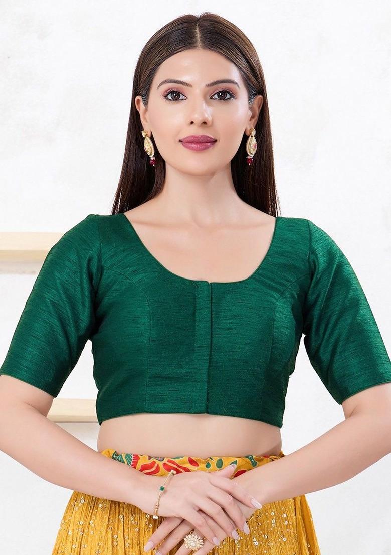 Dupion Silk Round Neck Padded Saree Blouse