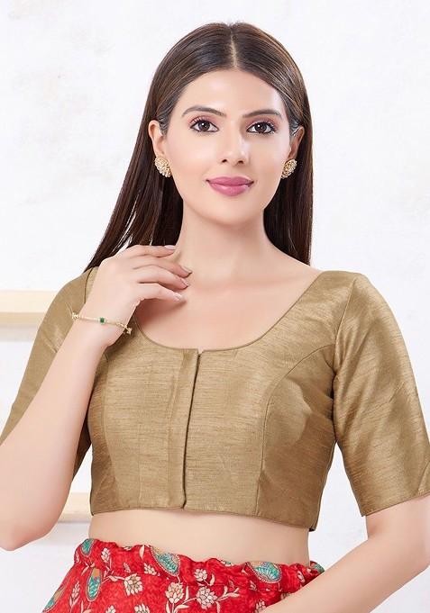 Silk Round Neck Padded Saree Blouse