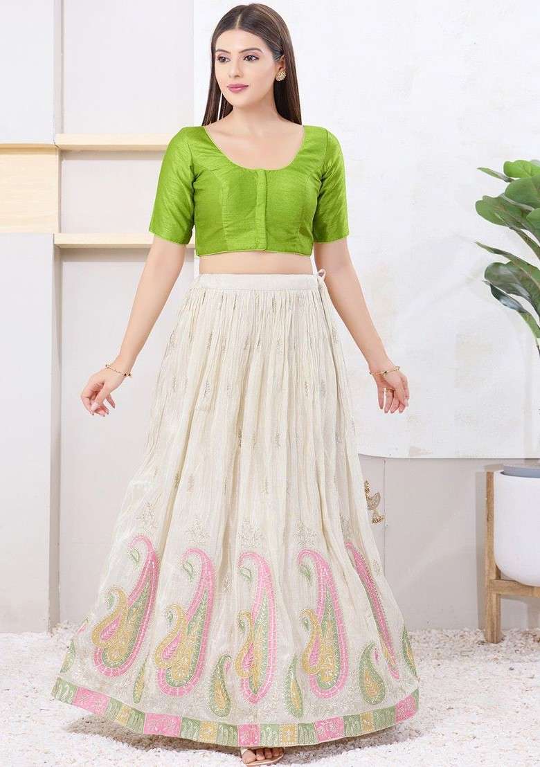 Silk Round Neck Padded Saree Blouse - Indya