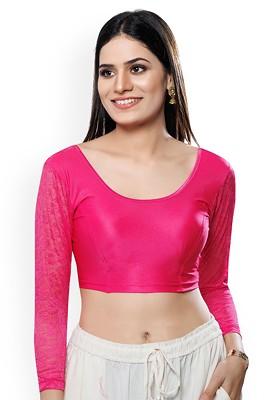 Round Neck Long Sleeves Non Padded Saree Blouse