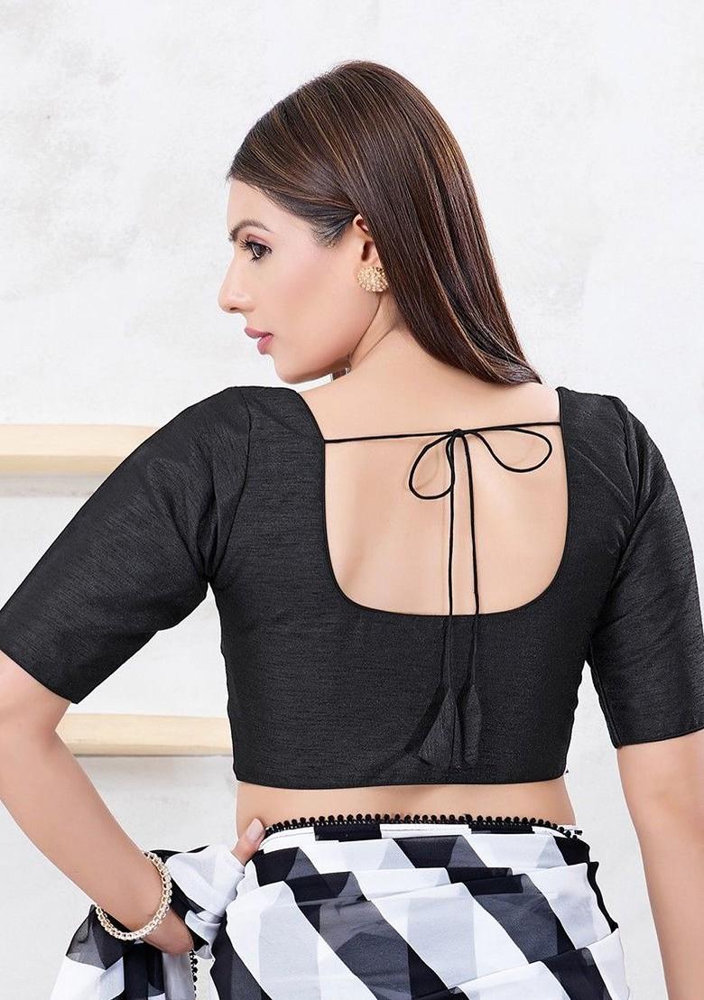 Dupion Silk Round Neck Padded Saree Blouse