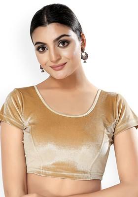 Velvet Round Neck Non Padded Stretchable Saree Blouse