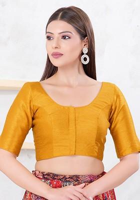 Silk Round Neck Padded Saree Blouse
