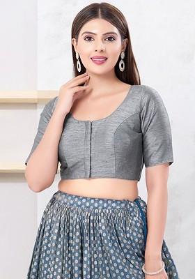 Silk Round Neck Padded Saree Blouse