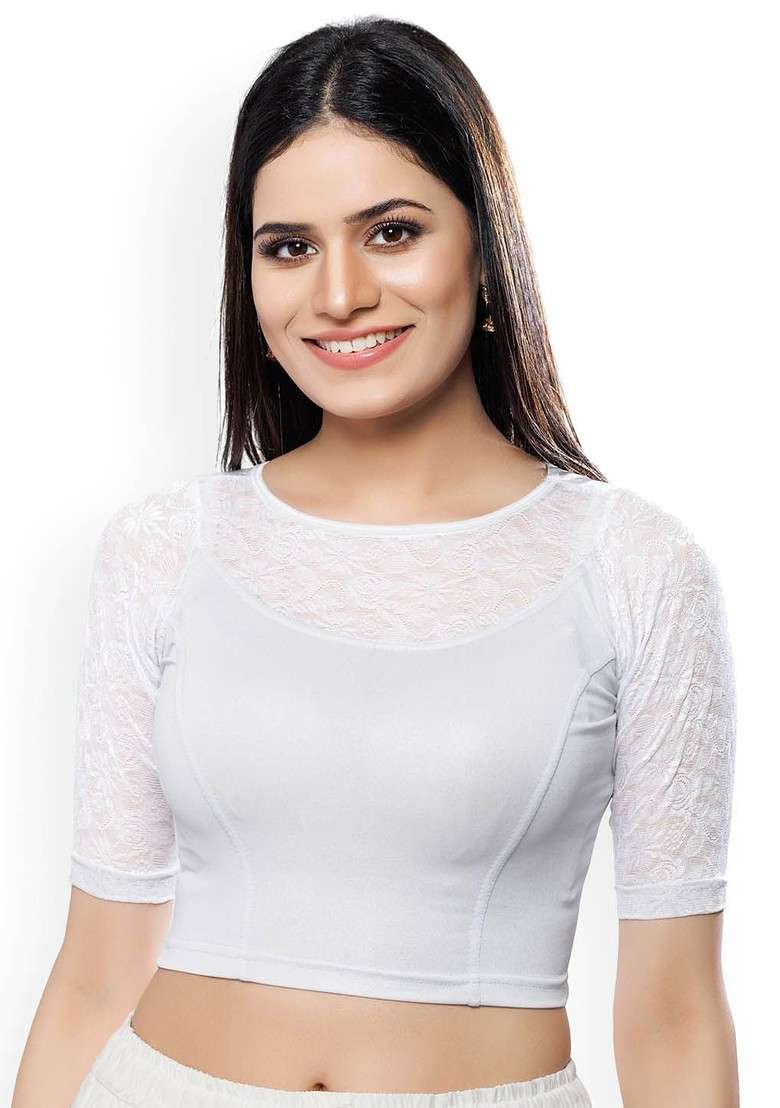 Round Neck Stretchable Saree Blouse - Indya